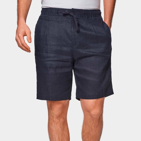 Gutteridge Navy Blue Linen Shorts - Picture 1 of 6